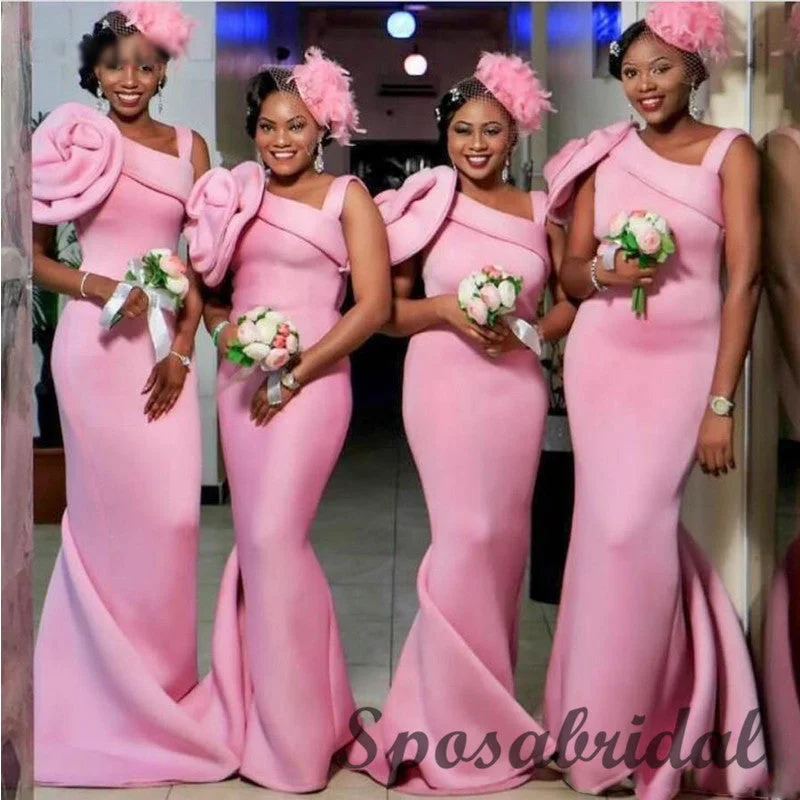 Massive Savings Pink Unique Design Mermaid Bridesmaid Dresses WG920 Polished Finish