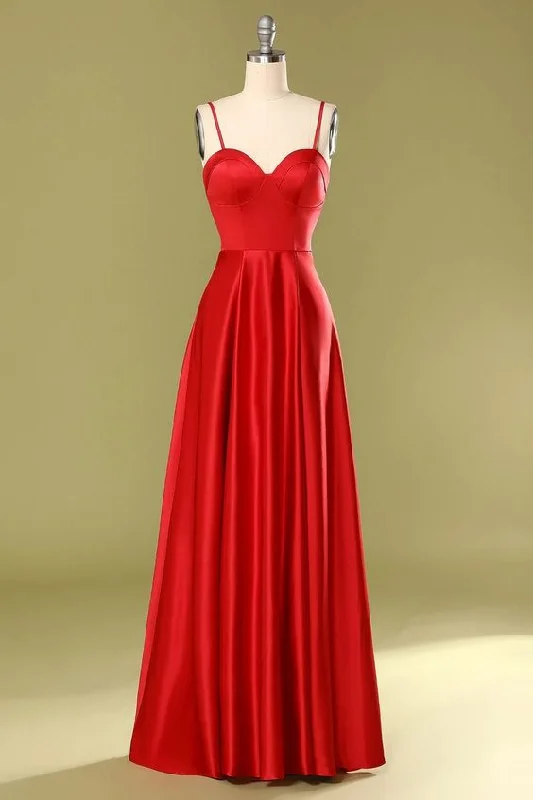 Ride The Style Wave A-Line Sweetheart Spaghetti-Straps Satin Floor-Length Prom Dresses Y903 Chic Urban Fashion Look