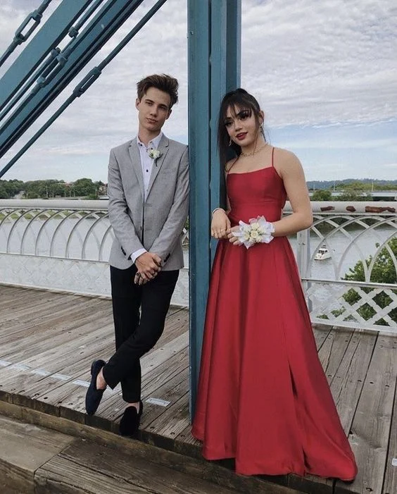 Chic And Edgy Generous A-line Red Satin Long Prom Dress,Graduation Dress Y1190 Fashion-Forward Style