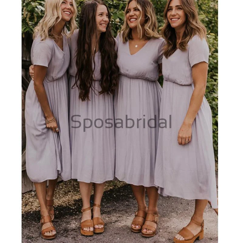 Chic Trend Collection Short V-Neck Light Purple Green Popular Bridesmaid Dresses  WG707 Feminine Elegance