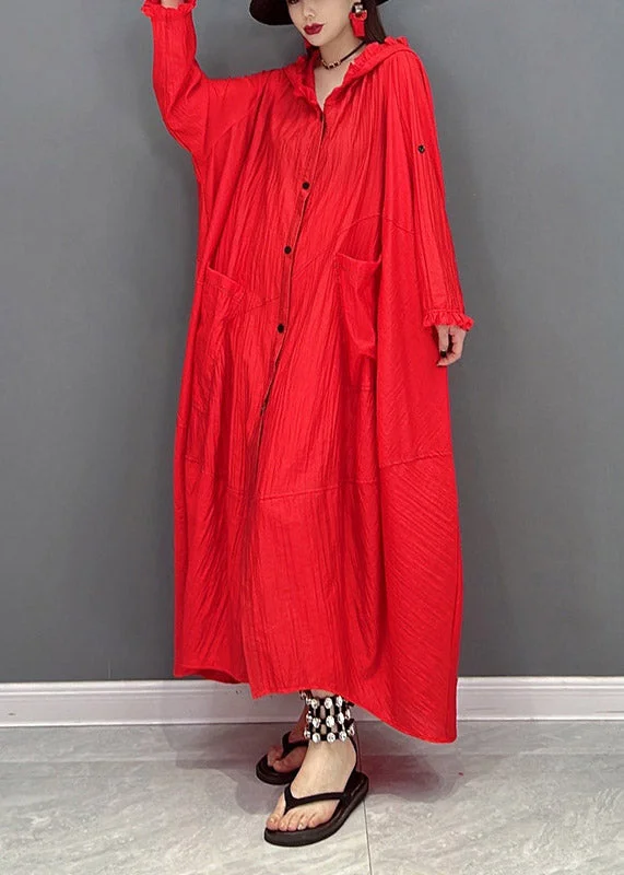 Trendy Fashion Sale Fine Red V Neck Pockets Holiday Dress Long Sleeve Elegant Details