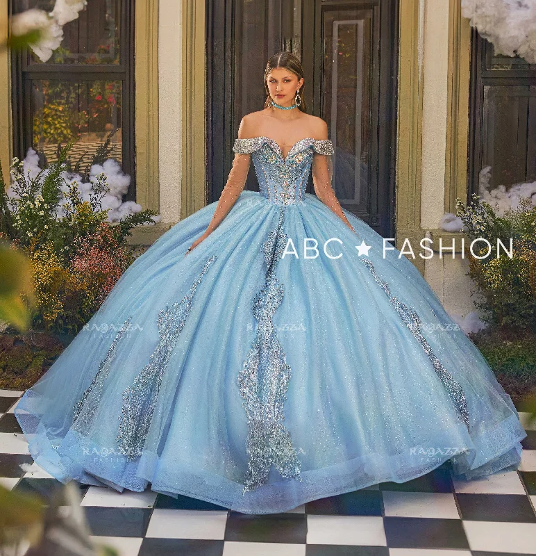 Exclusive Deals Online Long Sleeve Off Shoulder Quinceanera Dress by Ragazza EV52-652 Great Deals On Ethnic Cultural Wear