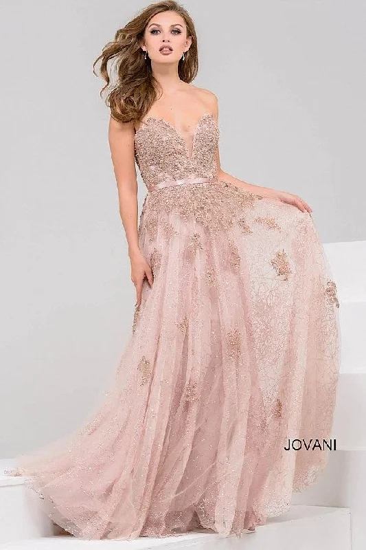 Trendy Threads Jovani 93765 Strapless Sweetheart Long Evening Dress Y2K Nostalgic Fashion Look