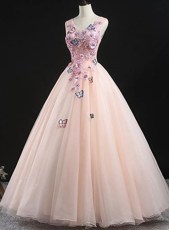 Chic & Cozy Collection Charming Pink Flowers Ball Gown Long Sweet 16 Dress, Pink Prom Dress    cg22091 Elevated Style