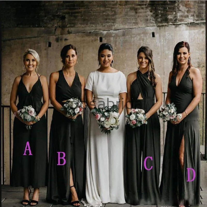 Forward Trendsetter Affordable Black Mismatched  Long Formal Bridesmaid Dresses WG742 Effortless Style