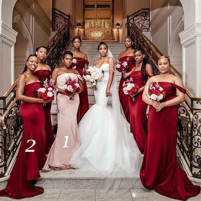 Comfort Meets Fashion Burgundy Red Sexy Two-style Strapless Mermaid Long Bridesmaid Dress, BD3086 Great Deals On Ethnic Cultural Wear