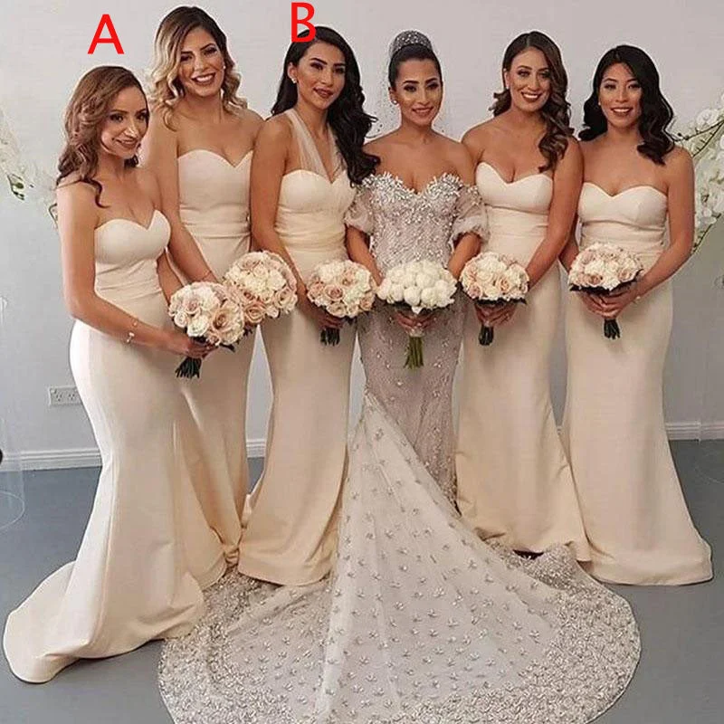 Fashion Forward, Function First Sexy Sweetheart Cream Strapless Mermaid Long Bridesmaid Dress, WG113 Y2K Nostalgic Fashion Look