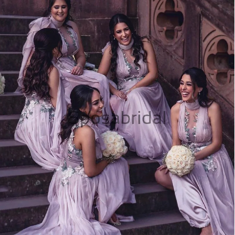 The Latest Trends A-line Unique Design Elegant Bridesmaid Dresses with Appliques WG747 Elegant Ensemble