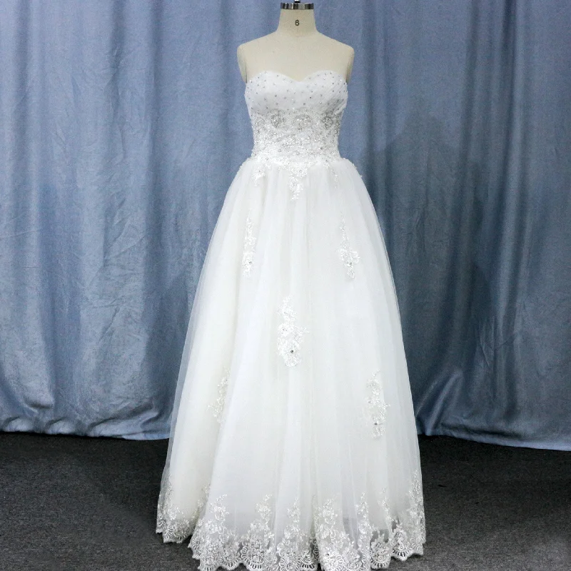 Cool Prices Lace Applique with Beading Sweetheart A-Line Wedding Dress Subtle Sophistication