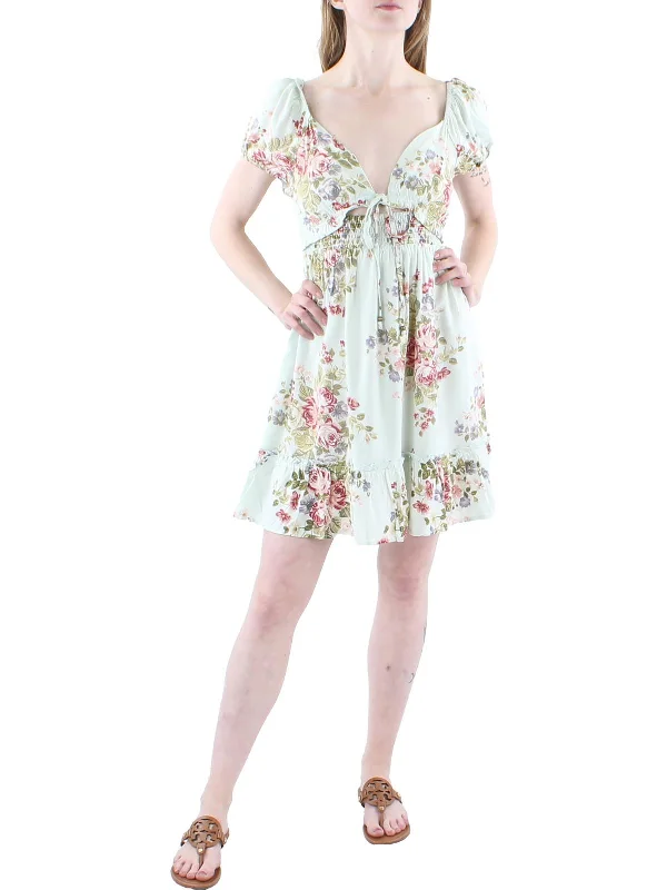 Luxury Fashion Discounts Womens Floral Print Short Fit & Flare Dress Feminine Allure