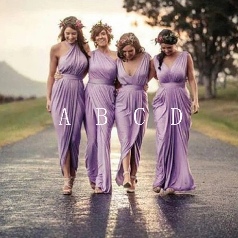 Exclusive Discount Charming Mismatched Pleating Lilac Cheap Long Bridesmaid Dresses, WG0145 Formal Outfit