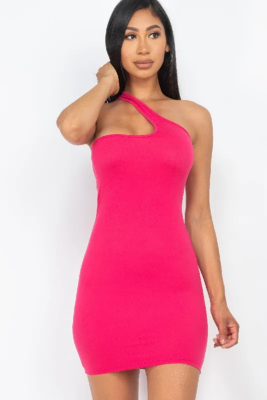 Imeless Style FASHNZFAB Women's One Shoulder Bodycon Mini Dress Today Only