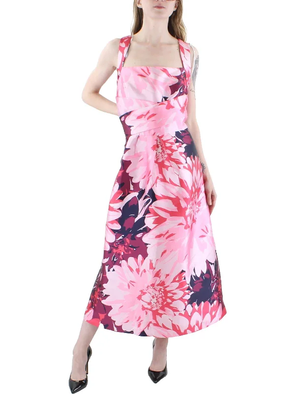 Crazy Price Slashing Womens Floral Midi Cocktail and Party Dress Lightweight Fabric