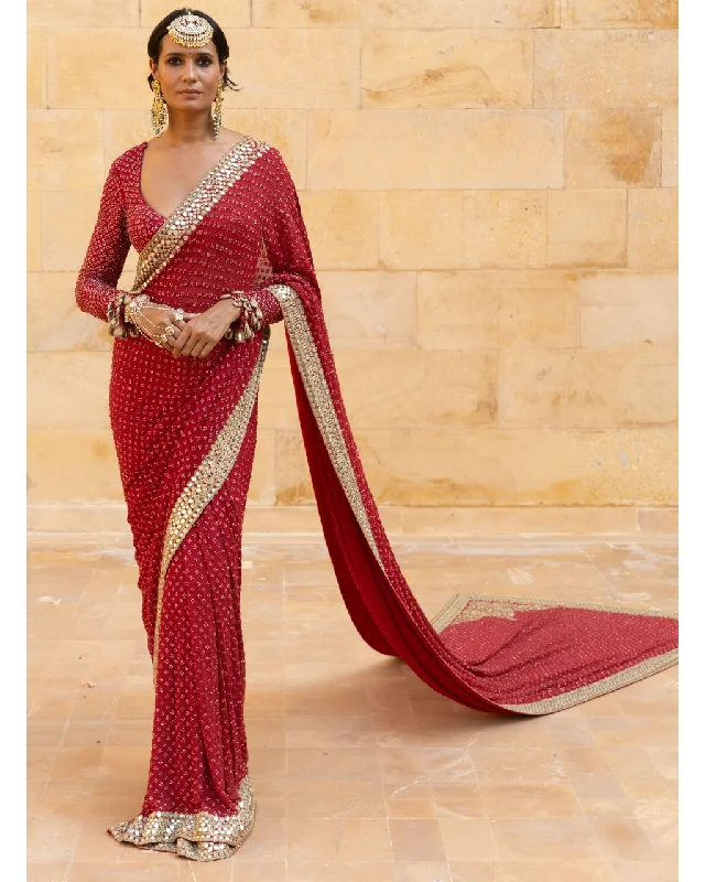 Flash Sale, Don'T Miss Classic Red Sequin Sari Boho - Chic Festival - Ready Style