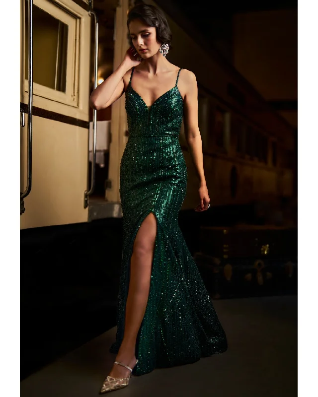 Seasonal Trends Emerald Green Gown Classic Charm