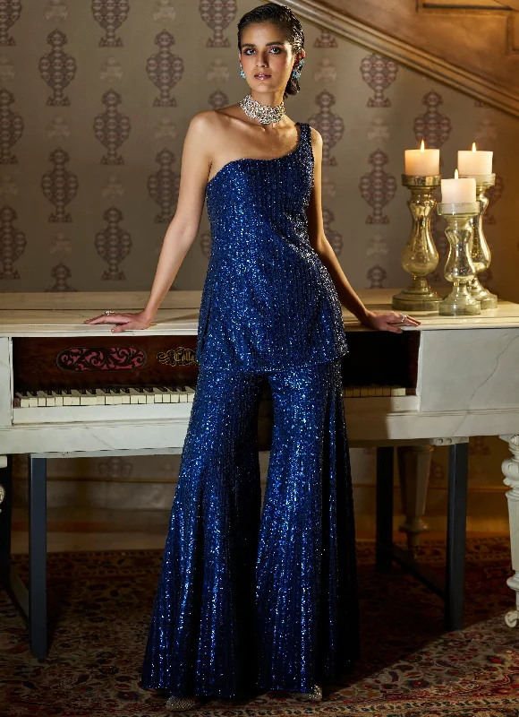 Premium Style Offers Fiori Navy Sequin Sharara Set Elegant Details