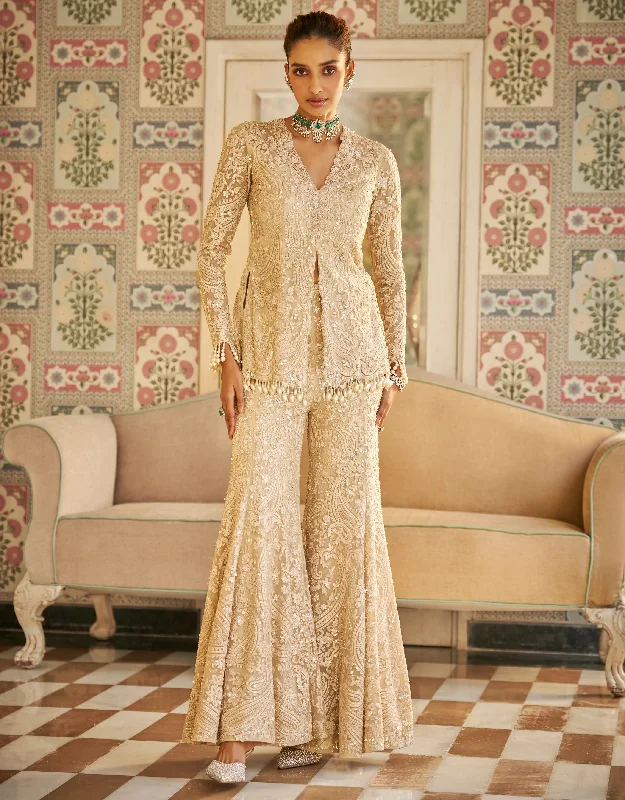 Vintage-Modern Style Offers Fiori Nude Paisley Sharara Set Bold Patterns