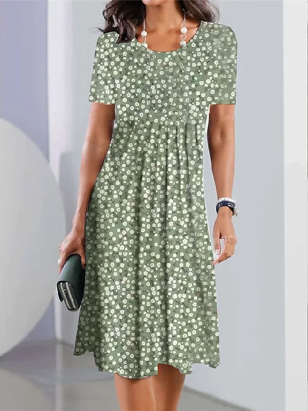 Stylish Savings CityHottie - Women's Casual Dress Summer Dress Print Dress Floral Ombre Pocket Print Crew Neck Midi Dress Fashion Streetwear Outdoor Daily Short Sleeve Loose Fit White Light Green Navy Blue Summer Spring S M L XL Classic Appeal