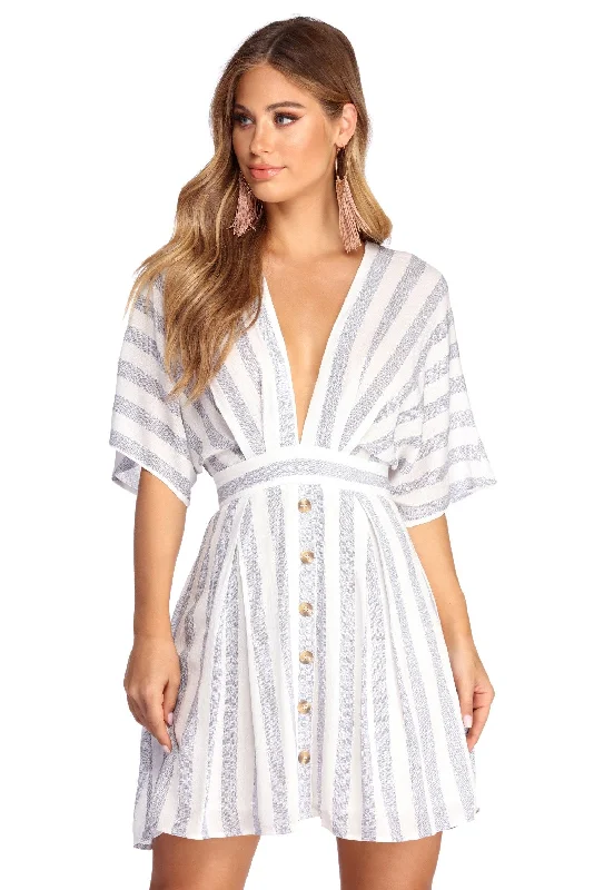 Chic And Edgy Buttoned Up Stylish In Stripes Dress Modern Romance